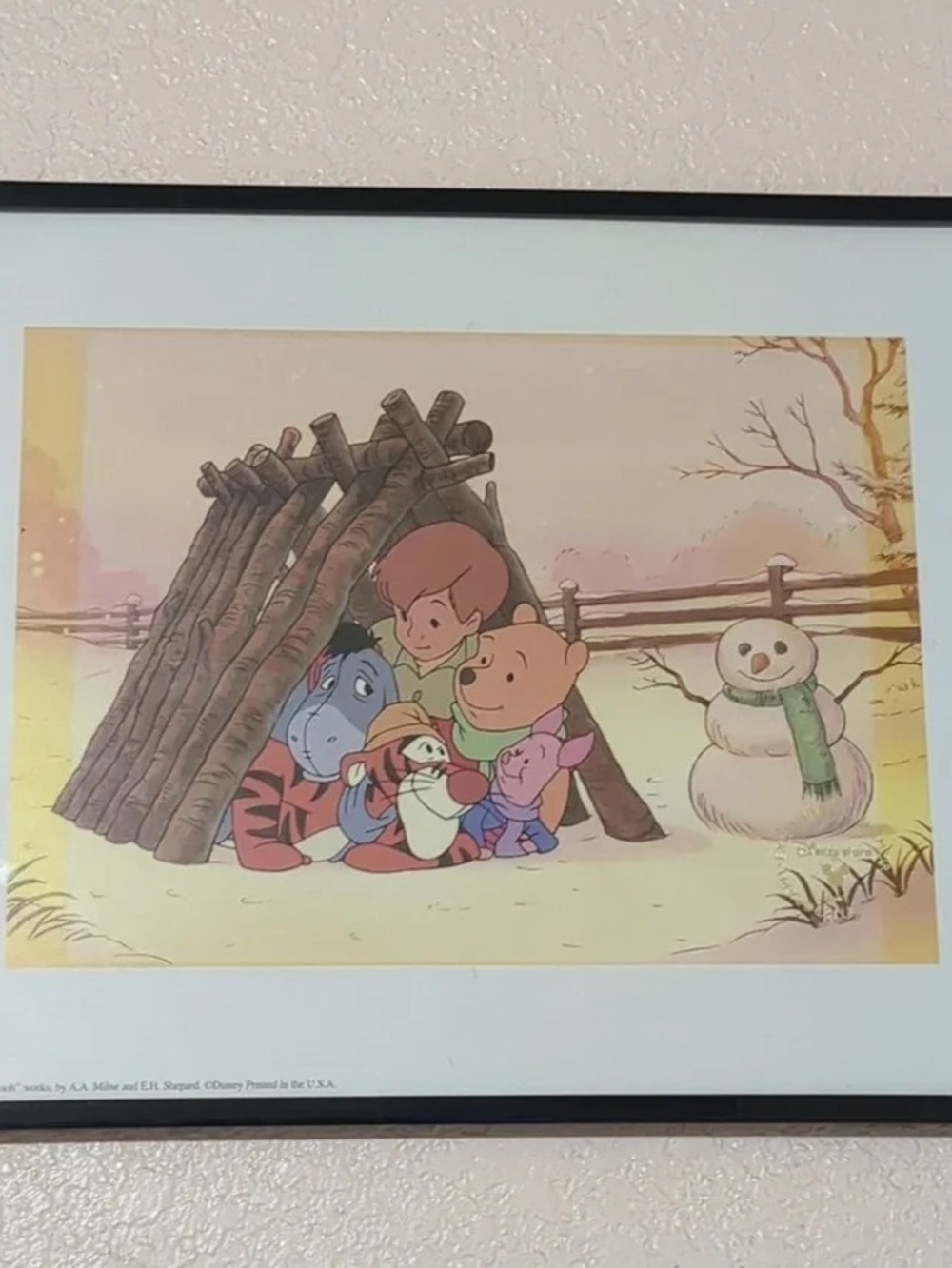 Disney Winnie the Pooh Winter Scene Framed Print - Multi-Color